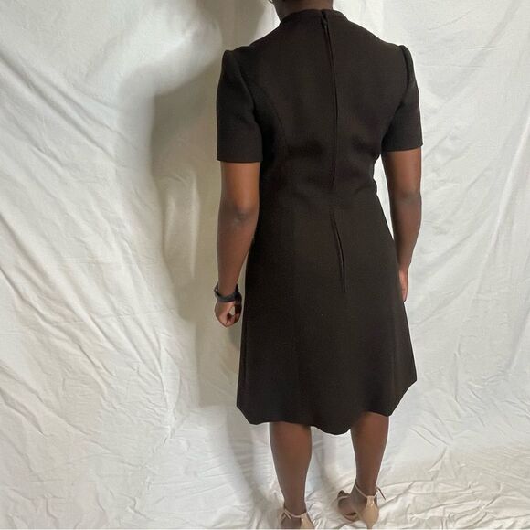 Vintage Chocolate Brown A-line MIDI Dress with pockets - Picture 9 of 11